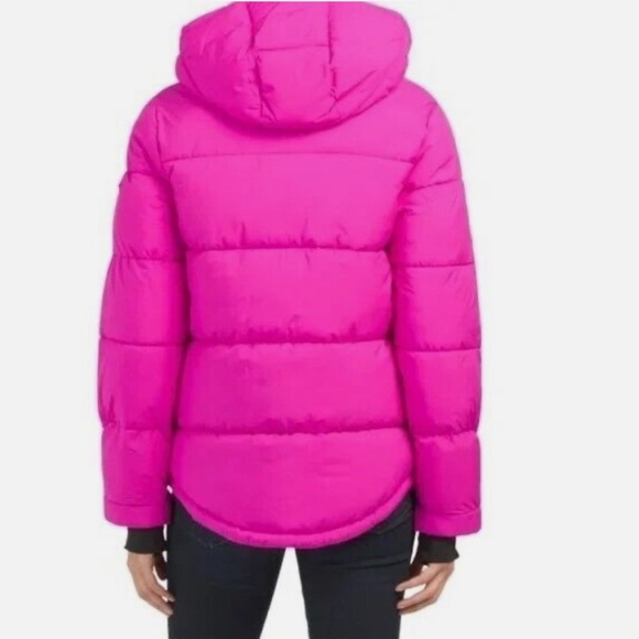 BCBGeneration Magenta NWT XXL Puffer Jacket Oversized Hood Knit Cuffs - Picture 2 of 12